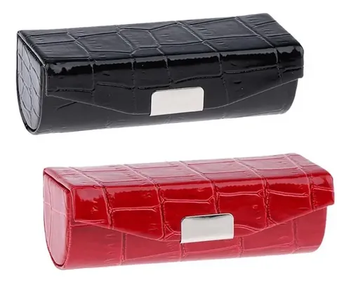 2x Portalápices De Cuero Caja De Almacenamiento Con Espejo