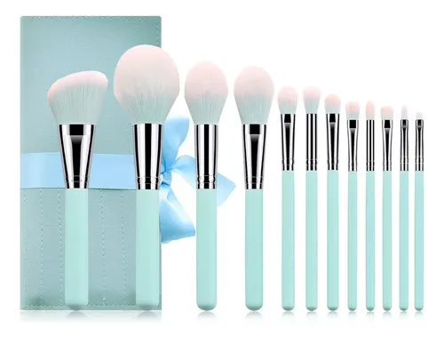 Set 12 Brochas De Maquillaje Con Estuche Azul