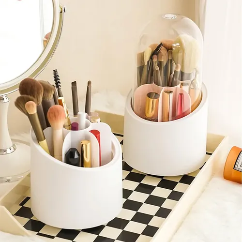 Organizador De Maquillaje Giratorio Para Brochas Con Tapa
