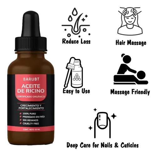 Aceite De Ricino Orgánico Barubt Fortalecedor 50 Ml Neutra