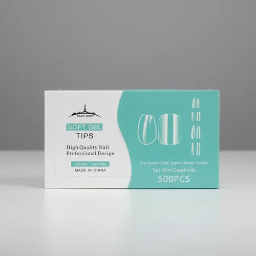 Tips Soft Gel Y Press On X500 Cuadrada Mini Paris Night Uñas