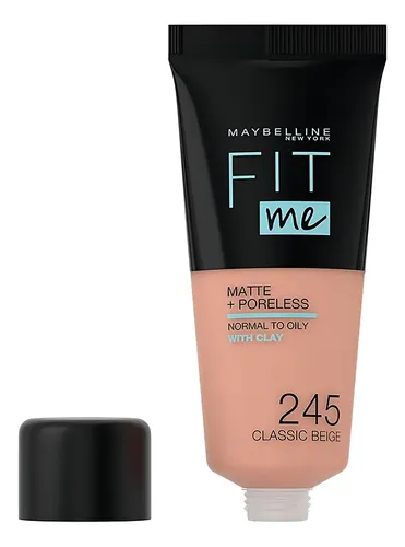 Base Fluida Maybelline Fit Me Matte+poreless Piel Grasa 30ml Tono 245 Classic beige