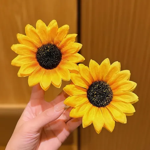 2 Horquillas Con Forma De Girasol, Accesorios Para El Cabell Amarillo