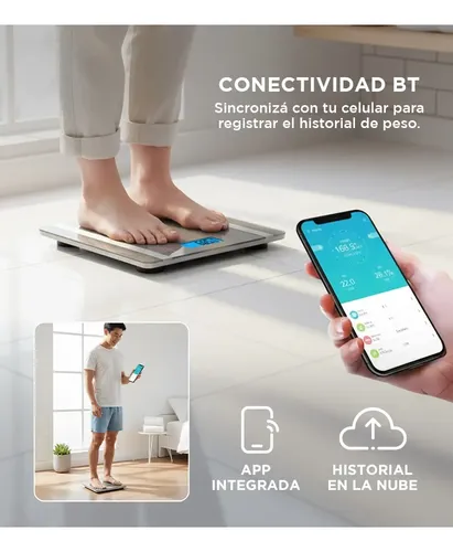 Balanza De Baño Bluetooth G07 Electrica 180kg App Grasa Corp