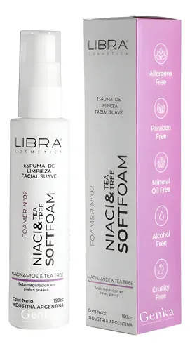 Espuma Facial Libra Niacinamida & Tea Tree 150cc X02 Acneica Día/noche