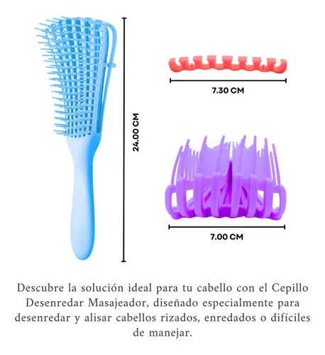 Peine Cepillo Pulpo Morado Desenredar Rizados Y Crespos