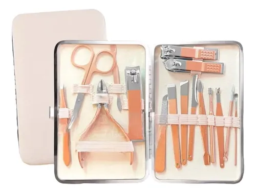 Set Manicura Pedicura City Girl Estuche 16 Piezas Eco Cuero