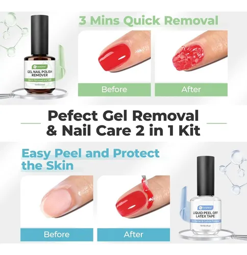 Removedor De Esmalte De Uñas En Gel Luckyfairy 15ml Rápido