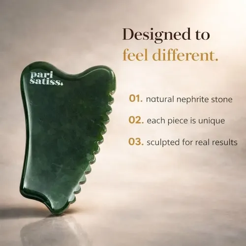 Gua Sha Jade Verde Para Rostro Cuello Y Mandíbula