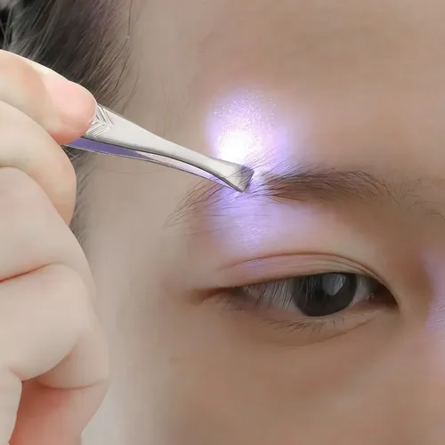 Hpinza De Cejas Curva Con Luz Led Belmira De Acero Inoxidabl