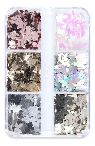 [ 6 Rejillas 3d For Uñas Con Forma De Mariposa, *