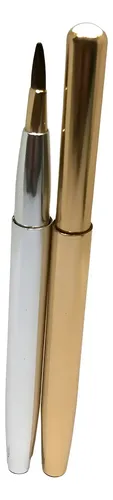 Pincel Delineador Labios Ojos Retráctil Metal Silver Gold