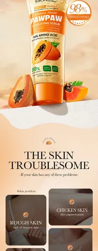 Exfoliante Facial Corporal Orgánico con Extracto de Papaya, Aminoácidos y Vitamina C 100g Todo Tipo De Piel Día/noche