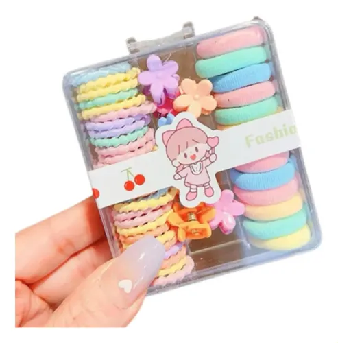 Kit De Ligas Y Broches Para Niñas Con Estuche