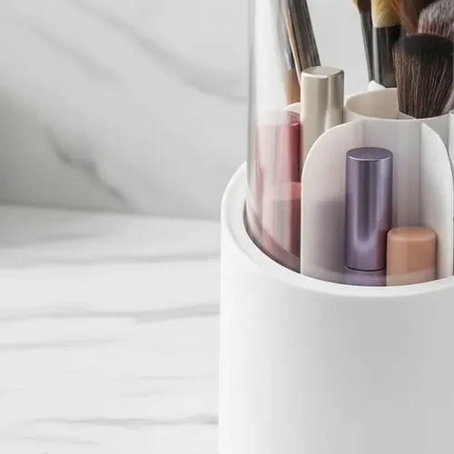 Organizador De Maquillaje Giratorio Para Brochas Con Tapa