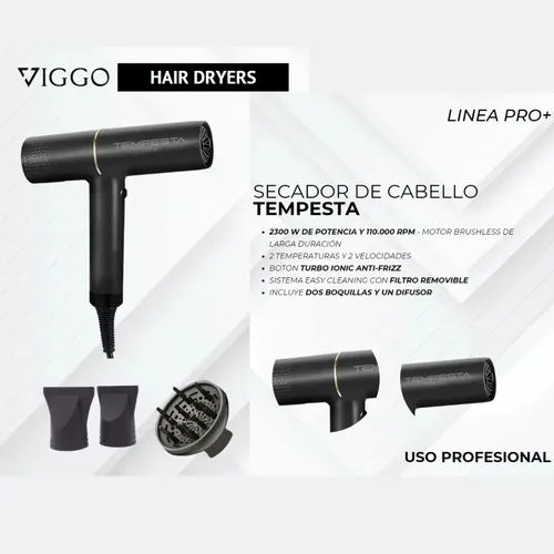 Secador De Pelo Viggo Tempesta (2300 W) Gris