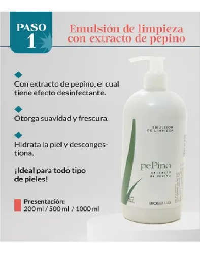 Emulsión Limpiadora Facial Pepino Biobellus 500ml Piel Normal