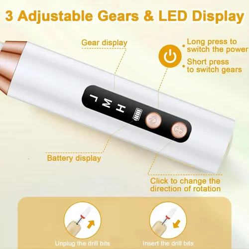 Pulidor Recargable Para Uñas Manos Y Pies Blanco