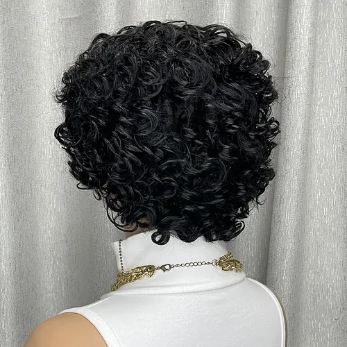 Bob Para Humano Corto Con Flequillo De Peluca, Pelo Negro, R