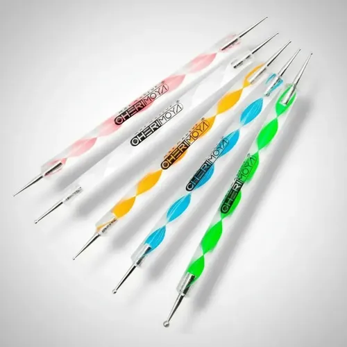Kit Cherimoya Pinceles Doble Punta Decoración Uñas Dotting Multicolor