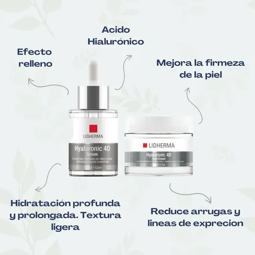 Crema Facial Hialuronico Y Serum Piel Mixta 4d Lidherma