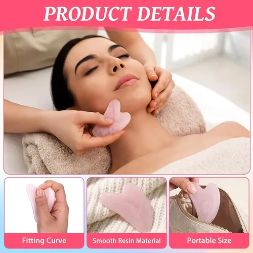 Set 200 Gua Sha Corazón Resina Facial Y Corporal Rosa