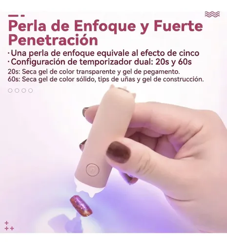 Mini Secador Uñas Mano Led Uv Portátil Usb Recargable Gel