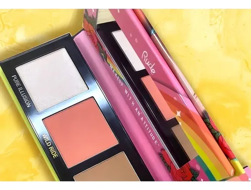 Paleta Rubor Contorno Iluminador Rude Cosmetics No Filter 3D Face