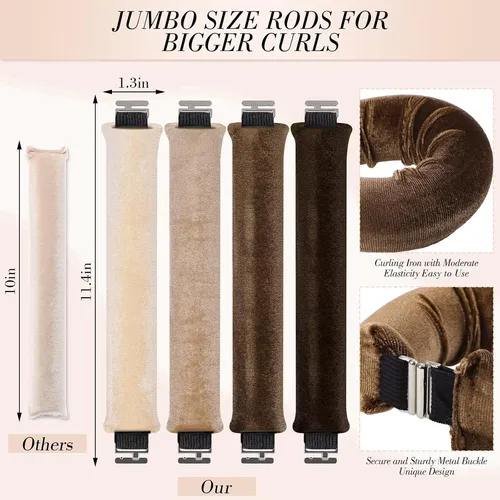 Set Rizadores Sin Calor Jumbo Para Cabello Largo Con Rulos