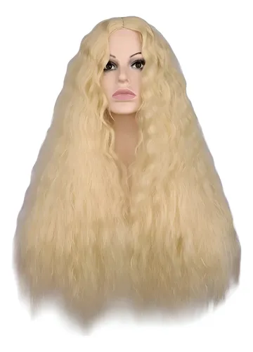 Peluca Rubia Rizada Simil Natural Cosplay Drag Oncológica