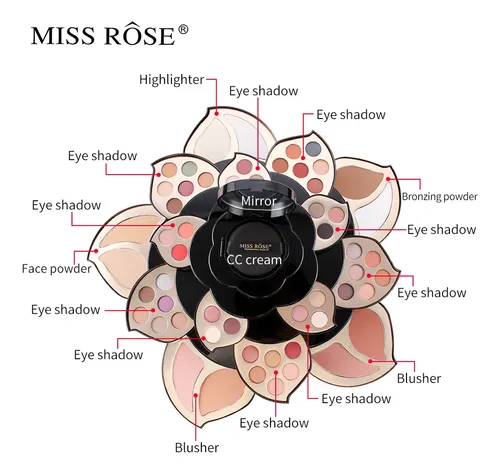 Paleta De Maquillaje Miss Rose Flor Negra Multifuncional
