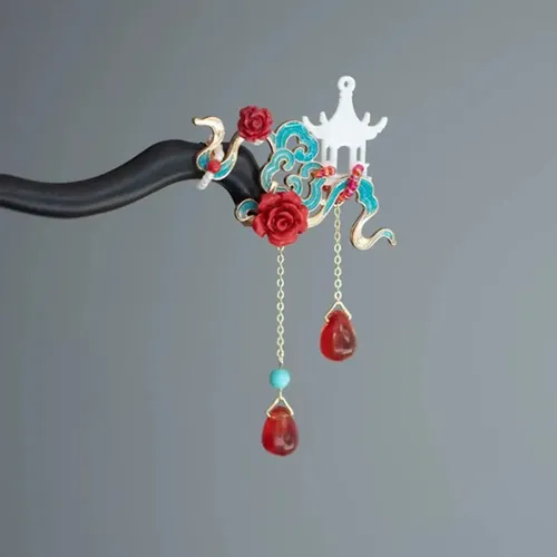 Broche De Pelo Recogido Inspirado En El Cloisonne Otonal Con