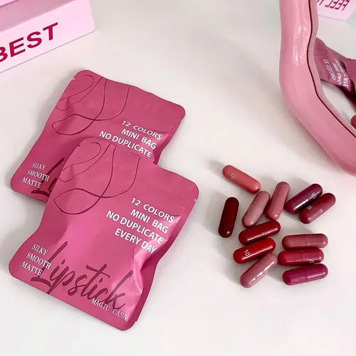Set De 12 Colores De Lápiz Labial Mini Mate Natural Y Durade