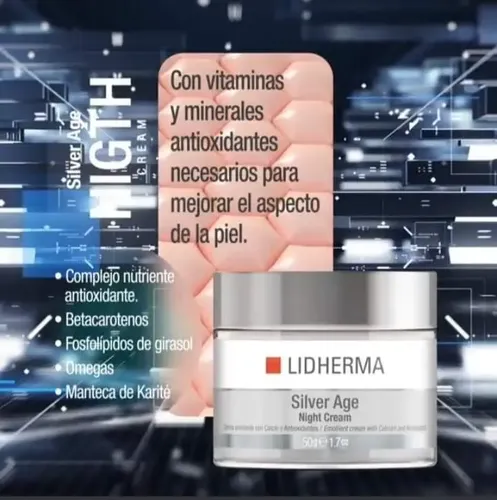 Lidherma Silver Age Night Cream Con Calcio Y Antioxidantes