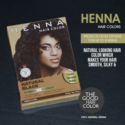 Tinte Semipermanente Negro Natural Con Henna Para El Cabello