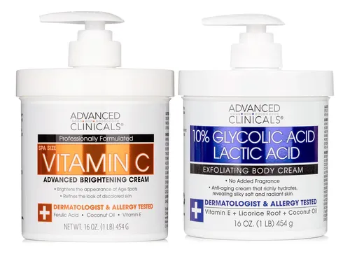 Crema Corporal Advanced Clinicals Vitamina C 10% De Ácido Gl