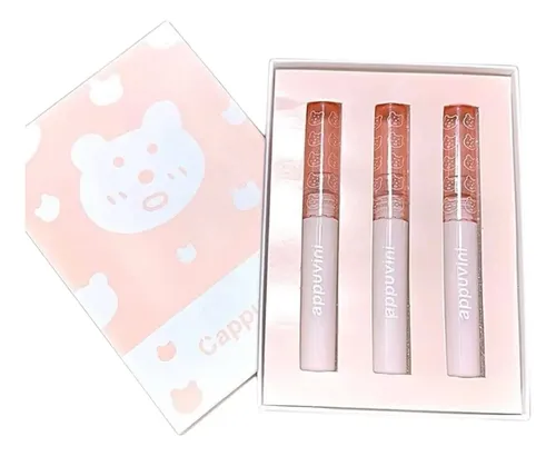 Set X3 Labiales Con Cajita Lip Bear Tint Juice Cappuvini