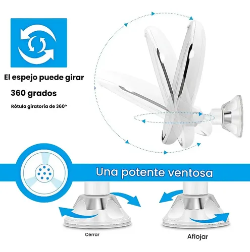 Espejo Led De Maquillaje Con Aumento De 10 Aumentos Y Rotaci