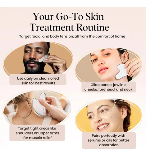 Guasha Facial Acero Inoxidable Masajeador Drenaje Linfático
