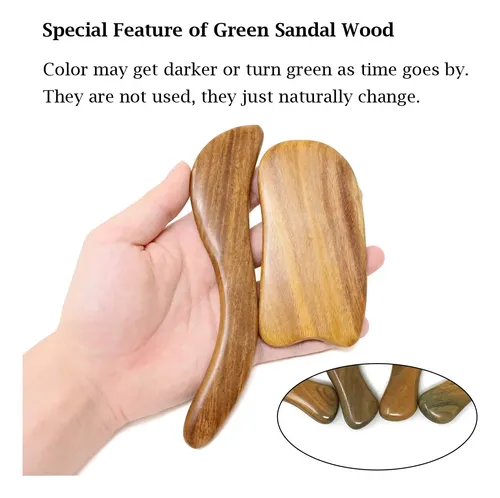 Yueton 2pcs Sándalo Raspado Madera Gua Sha Tabla G