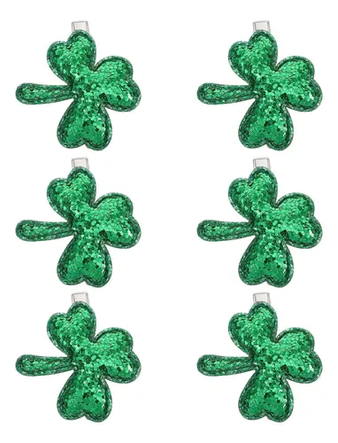 6 Clips De Pelo De Aleación Verde Para Día De San Patricio