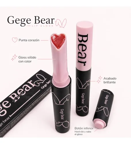 Gloss Labial Sólido Con Color Gege Bear Punta Corazón