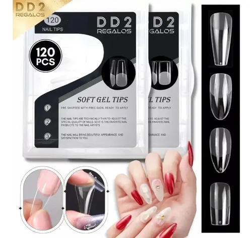 Tips Soft Gel Press On Caja X120u Ultra Fino Pre Limadas Dd2