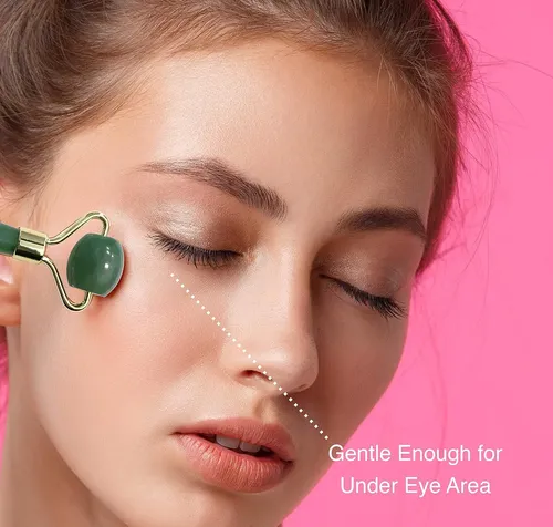 Rodillo Facial Jade Verde Masajeador Drenaje Linfático