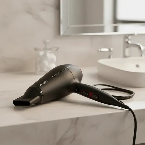 Secador De Pelo Philips Pro Hairdryer HPS910 Profesional 2100W Cuenta Con 2 Boquillas Concentradoras Tiene Aire Frío Cable 2,5 Metros Filtro Removible Uso Profesional Negro Peluqueria Secado Rapido