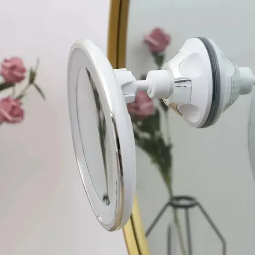 Espejo De Maquillaje Led Flexible De 360 Grados, Ventosa Con Aumento De 10 Veces