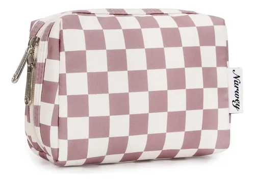 Narwey Pequeña Bolsa De Maquillaje A Cuadros Para Bolso Mini