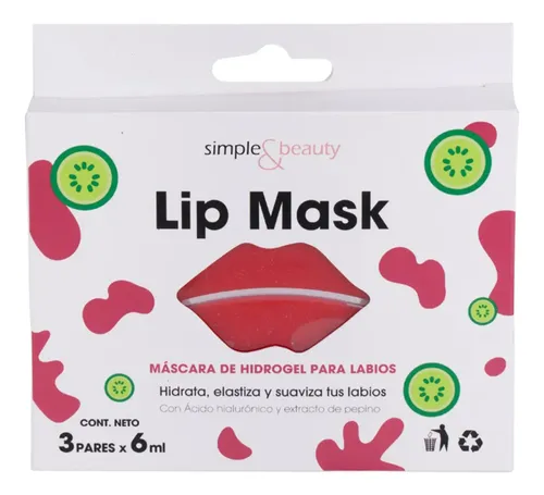 Mascara De Hidrogel Para Labios Simple & Beauty X 3u Tipo de piel Normal