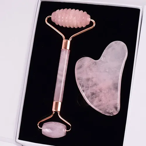 Care Tool Sha Massage Face Quartz Natural Roller Rose Gua Guasha Tool And Box