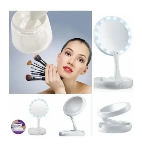 Espejo Luz Led Tactil Usb Maquillaje Aumento Plegable Color Del Marco Blanco